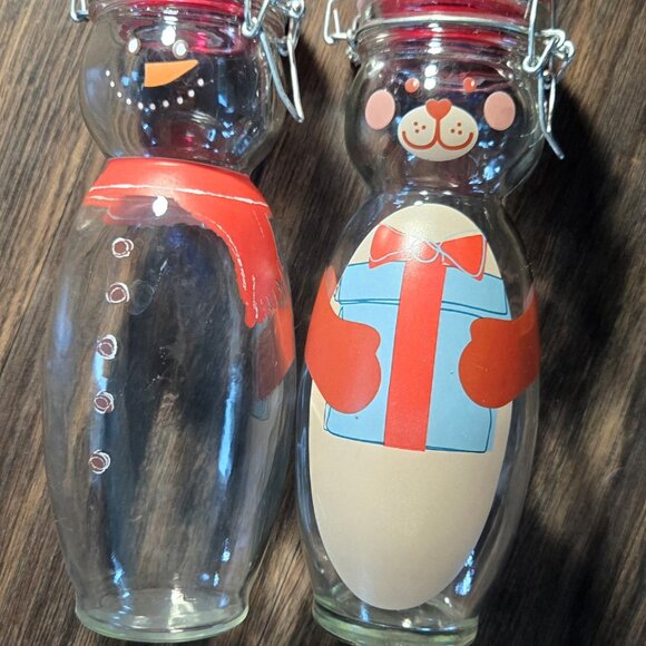 Vintage MSRF Bear-Shaped & Snowman-Shaped Storage Jars w/ Metal Clamp Lids - Picture 9 of 10